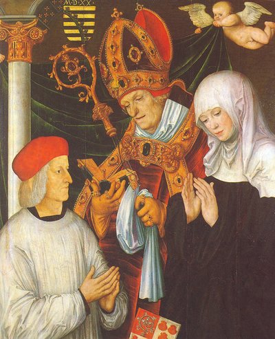 Gabriel von Eyb, Bishop of Eichstätt, with Saints Willibald and Walburga by Lucas Cranach the Elder